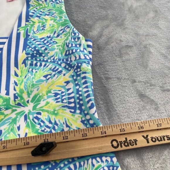 Lilly Pulitzer Dress XS Chiara Bennet Blue Stripe Tropic Print Cut Out Shift - Picture 10 of 15